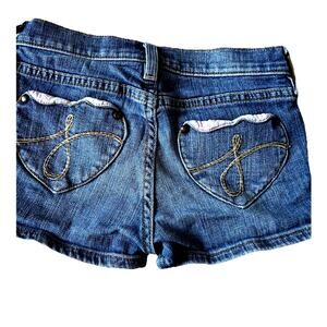 Vintage Juicy Couture Jeans Shorts Girls Year 10 Denim Heart Pocket Y2K 90s USA